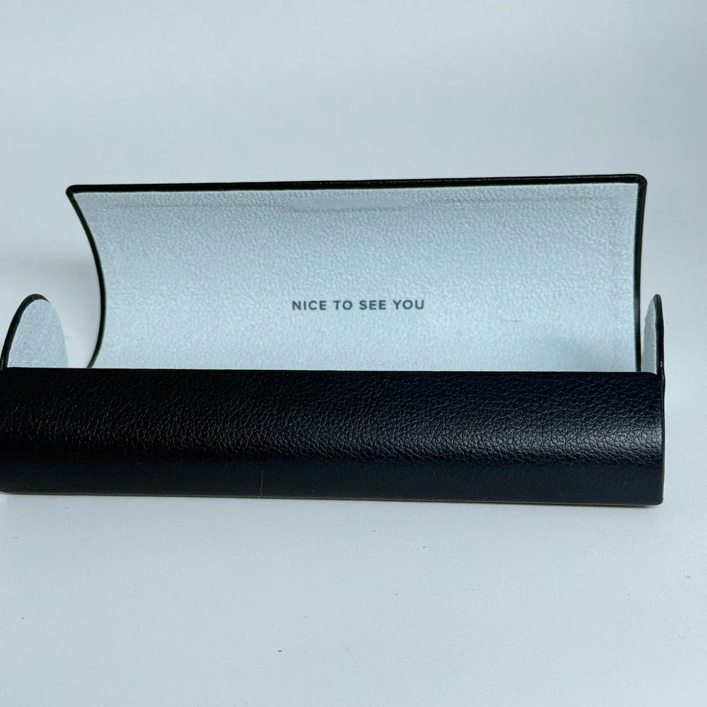 Warby Parker Navy Blue Faux Leather Hard Eyeglasses Sunglasses Case Foldable‎